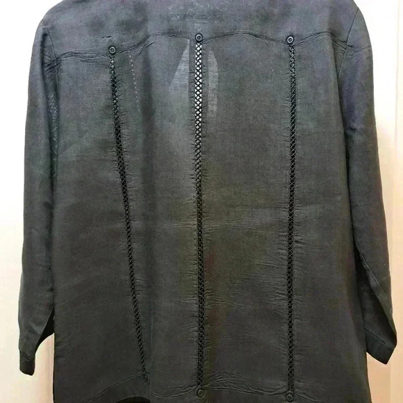 Linen BLOUSE J.M.P. Black L - Picture 10 of 10